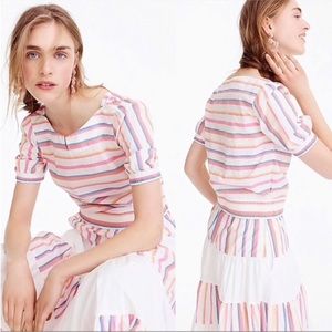 J. Crew Sorbet Stripe Cinched Waist Cropped Top - 14